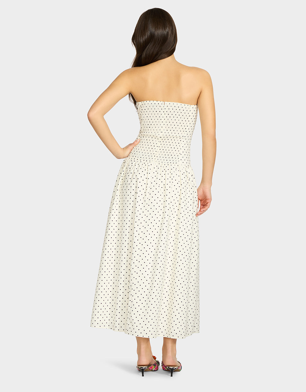 AMALIA STRAPLESS MAXI DRESS BLACK WHITE POLKA DOT Women's Dress | Betsey Johnson Great Value