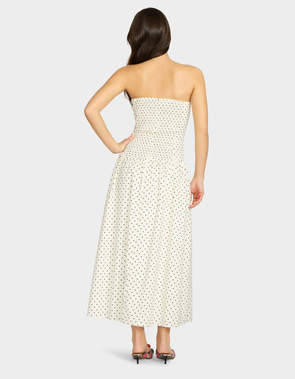 AMALIA STRAPLESS MAXI DRESS BLACK WHITE POLKA DOT Women's Dress | Betsey Johnson Great Value