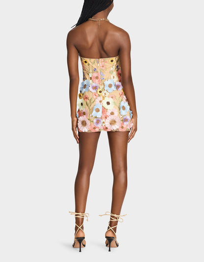 DAISY ME ROLLIN DRESS PASTEL MULTI Women's Floral Print Strapless Mini Dress | Betsey Johnson Best Price