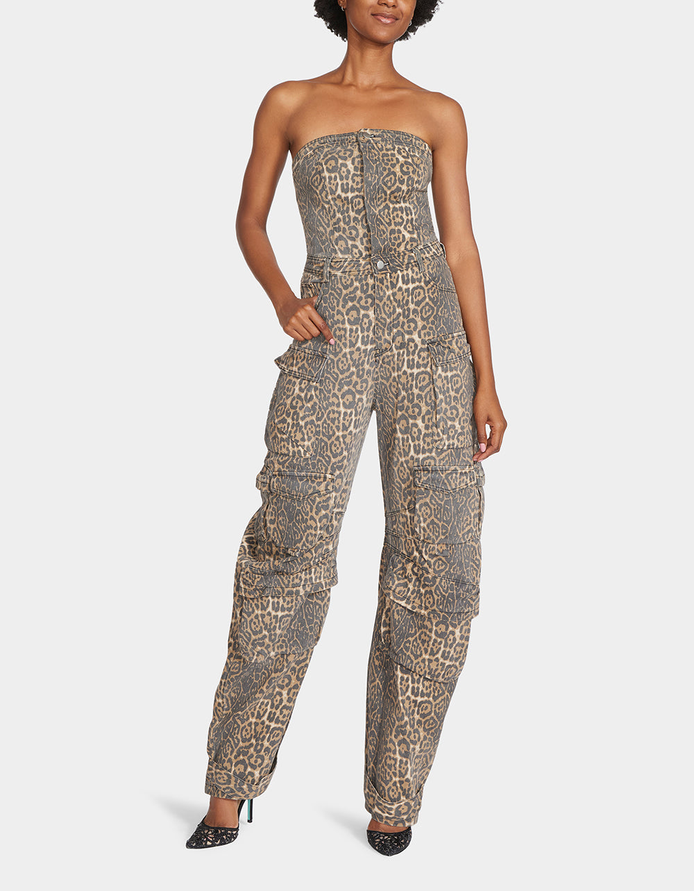 CARGO JUMPSUIT LEOPARD | Betsey Johnson Premium