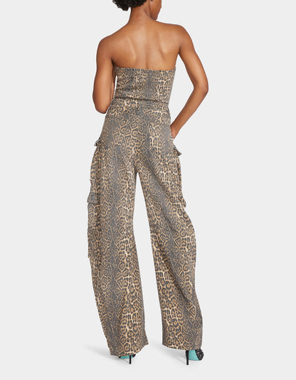 CARGO JUMPSUIT LEOPARD | Betsey Johnson Premium