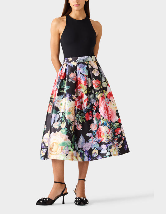 BOTANQUE SKIRT BLACK Women's Floral Midi Skirt | Betsey Johnson Smart Buy