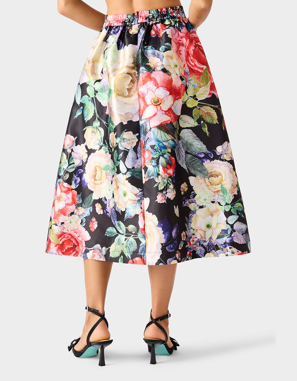BOTANQUE SKIRT BLACK Women's Floral Midi Skirt | Betsey Johnson Smart Buy