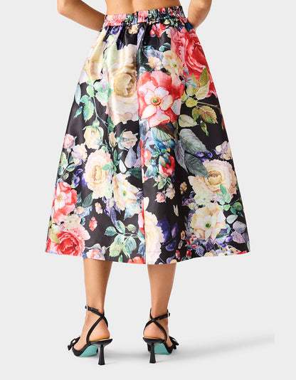 BOTANQUE SKIRT BLACK Women's Floral Midi Skirt | Betsey Johnson Smart Buy