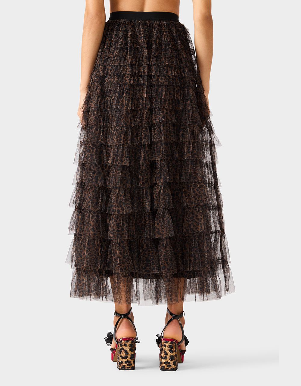 RUFFLED MAXI SKIRT LEOAPRD Women's Tiered Tulle Leopard Maxi Skirt | Betsey Johnson Trending