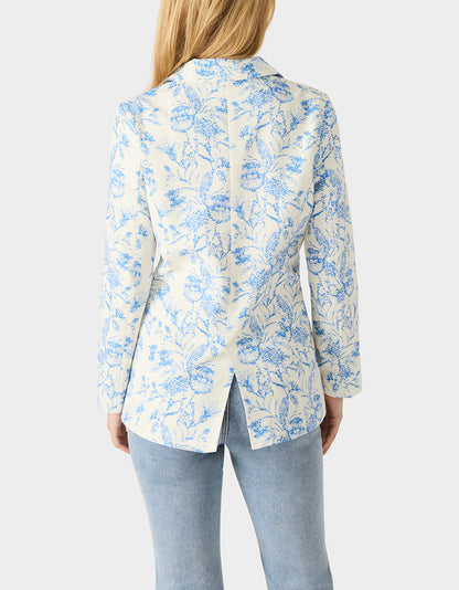 BOYFRIEND BLUE FLORAL BLAZER BLUE Women's Long-Sleeved Floral Print Blazer Jacket | Betsey Johnson Discount