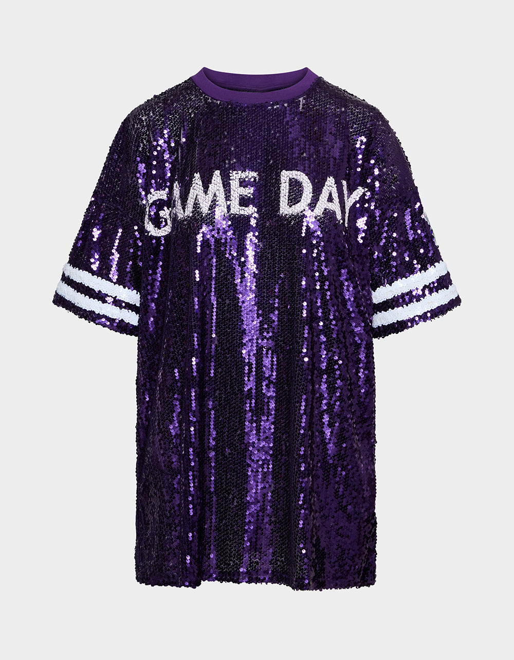 GAME DAY JERSEY SEQUIN DRESS PURPLE Women's Sequin Short-Sleeved Dress | Betsey Johnson Discount