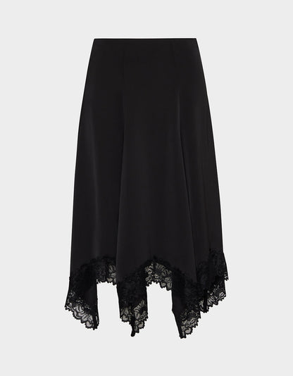LACE SLIP MIDI SKIRT BLACK Women's Black Lace Midi Skirt | Betsey Johnson Smart Buy