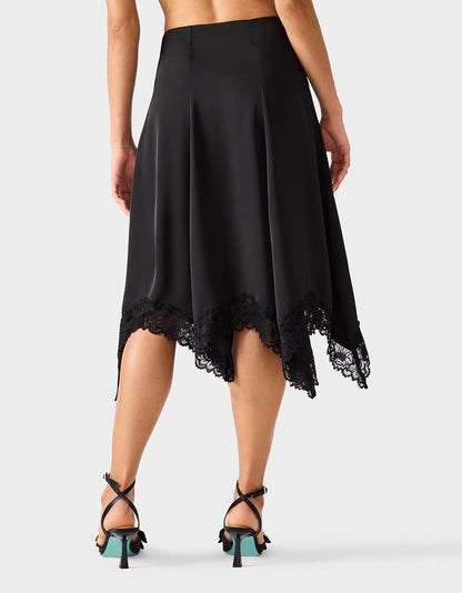 LACE SLIP MIDI SKIRT BLACK Women's Black Lace Midi Skirt | Betsey Johnson Smart Buy