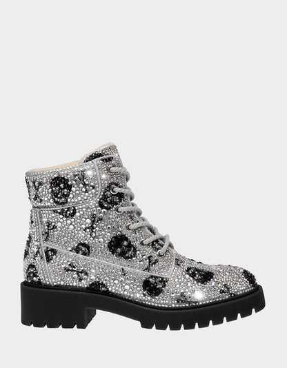 HUDSN Rhinestone Skull Print Booties | Betsey Johnson Great Value