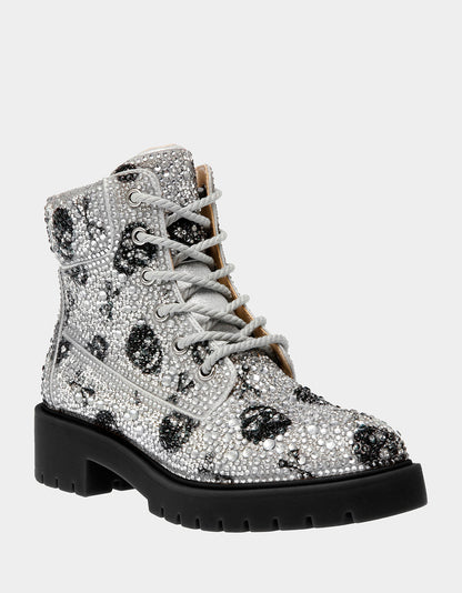 HUDSN Rhinestone Skull Print Booties | Betsey Johnson Great Value