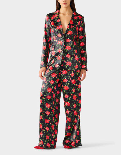 POWER BLOOM PANT BLACK Women's Black Red Floral Pant | Betsey Johnson Featured
