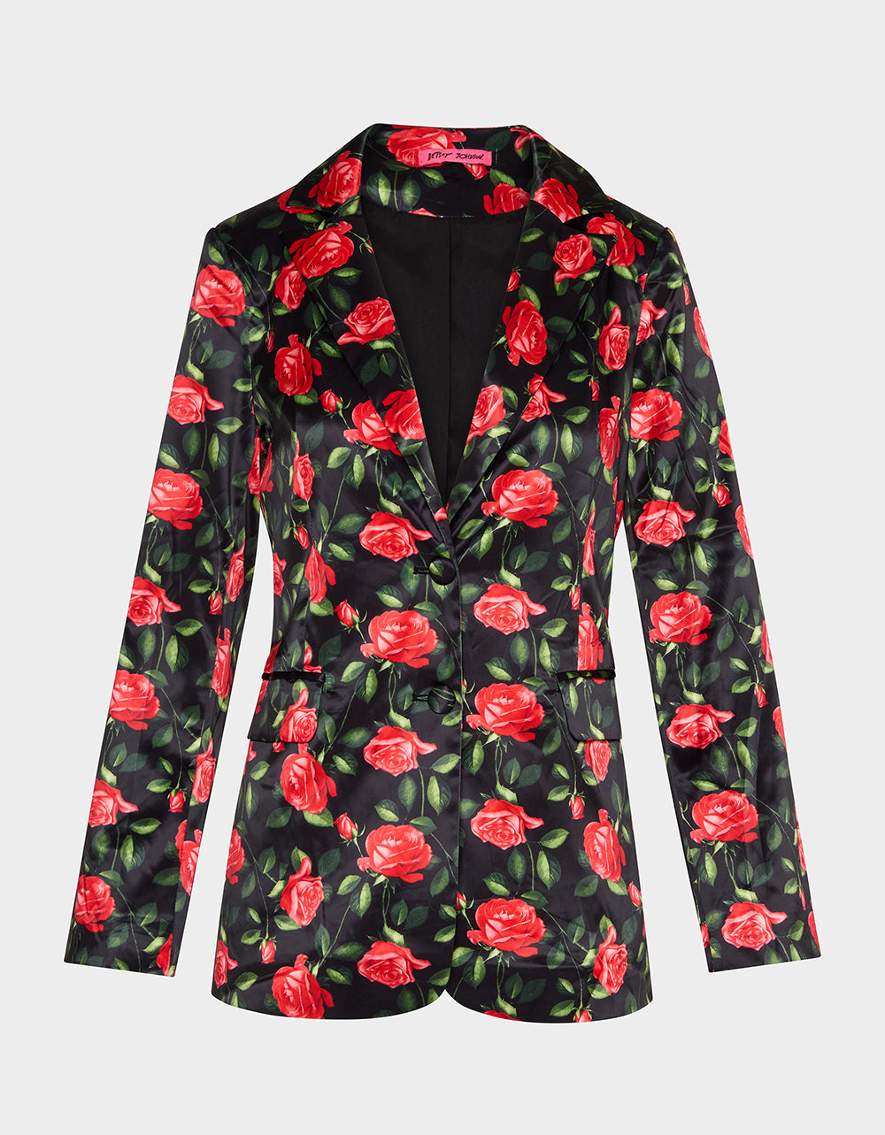 POWER BLOOM BLAZER BLACK Women's Black Red Floral Blazer | Betsey Johnson Featured