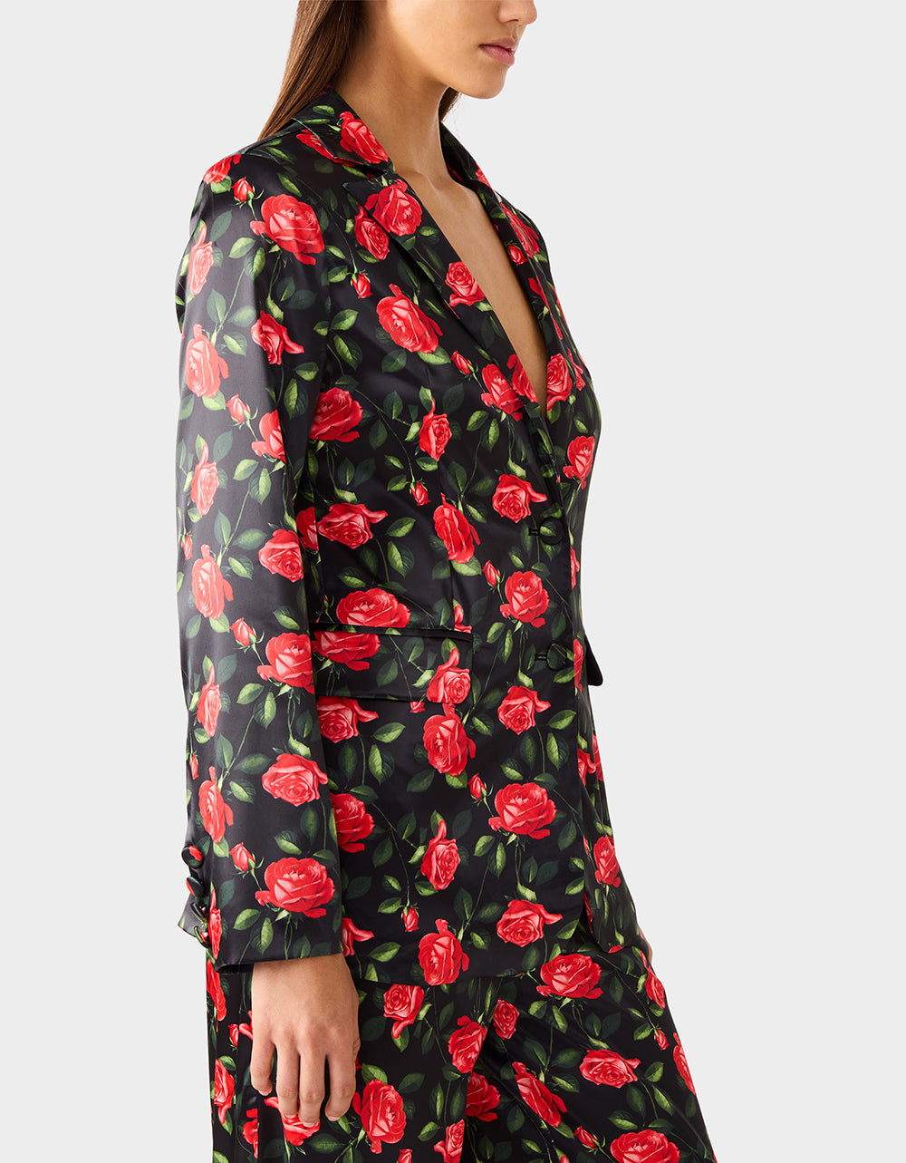POWER BLOOM BLAZER BLACK Women's Black Red Floral Blazer | Betsey Johnson Featured