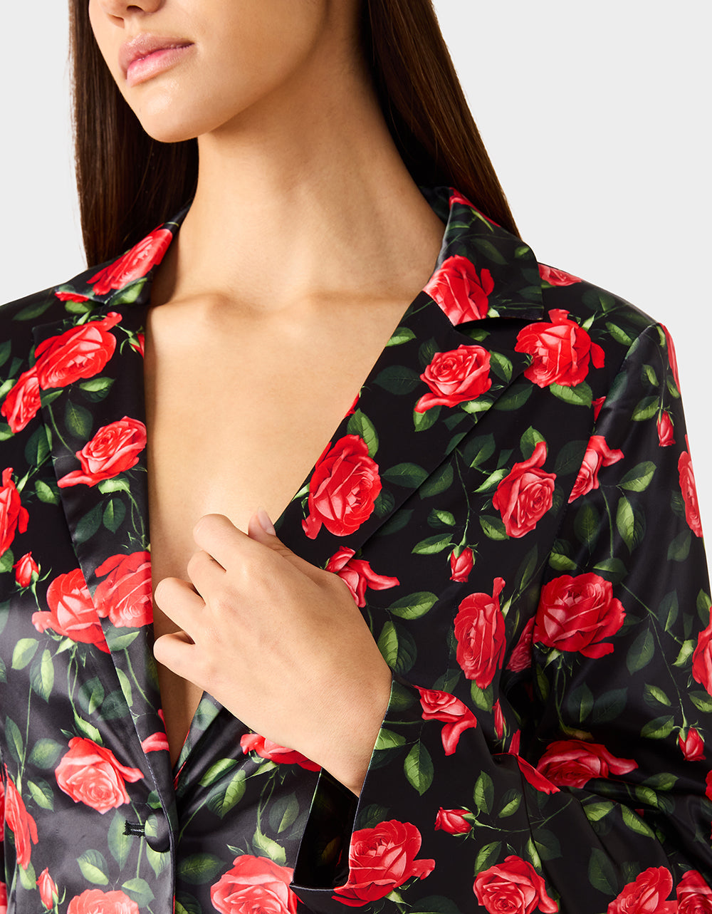POWER BLOOM BLAZER BLACK Women's Black Red Floral Blazer | Betsey Johnson Featured
