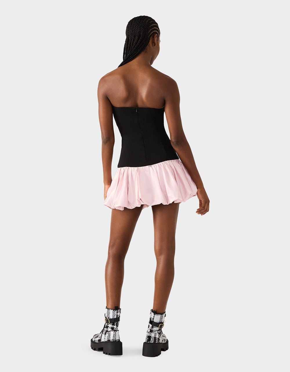 BETSEY'S BOW DRESS BLACK MULTI Women's Strapless Black and Pink Mini Dress | Betsey Johnson Featured
