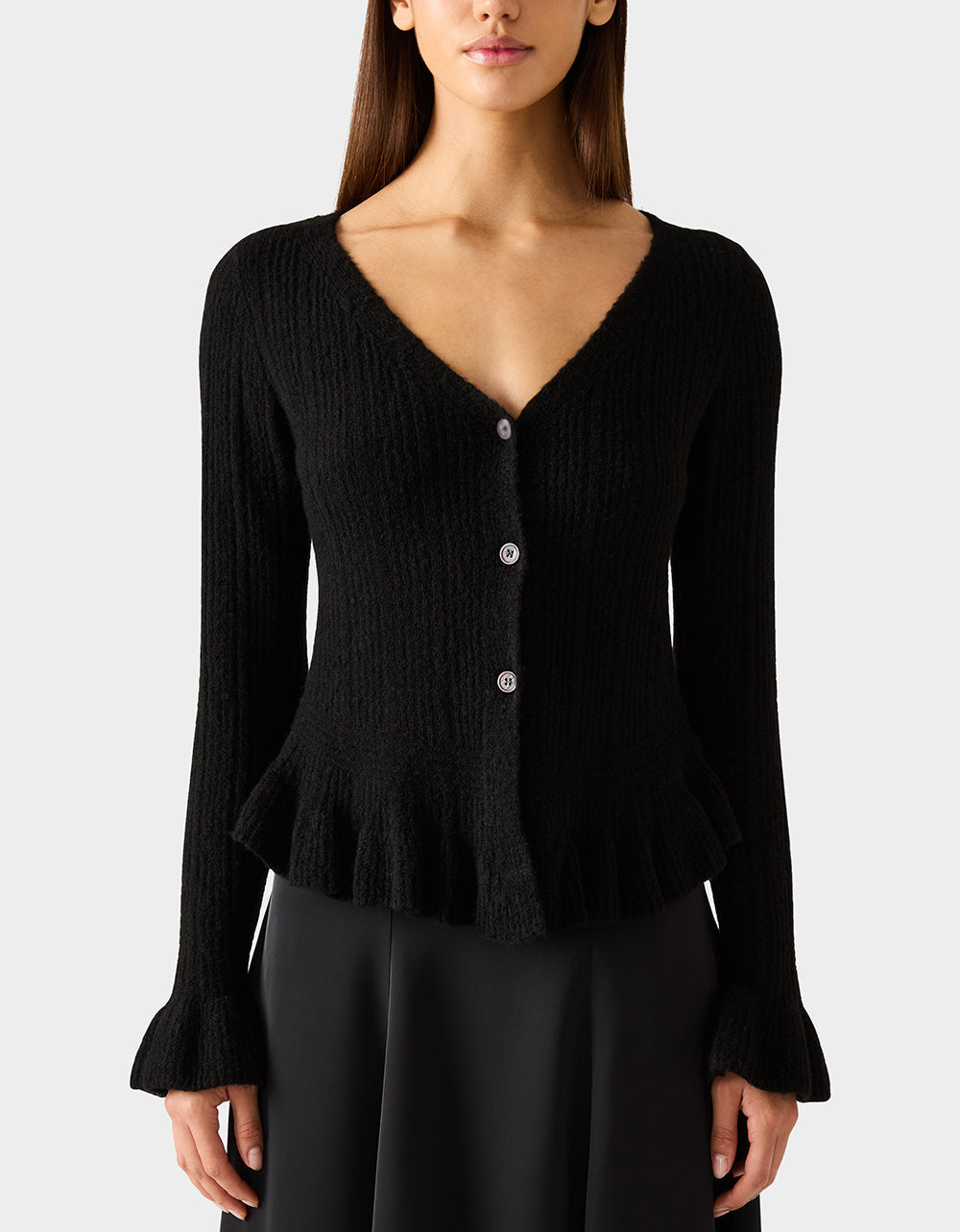 BELLE CARDIGAN BLACK Women's Black V-Neck Button Down Cardigan Sweater | Betsey Johnson Value