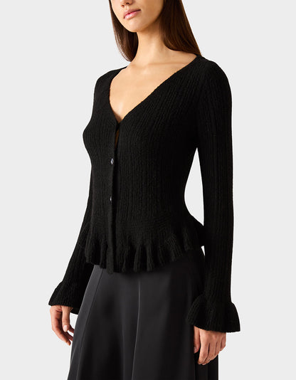 BELLE CARDIGAN BLACK Women's Black V-Neck Button Down Cardigan Sweater | Betsey Johnson Value