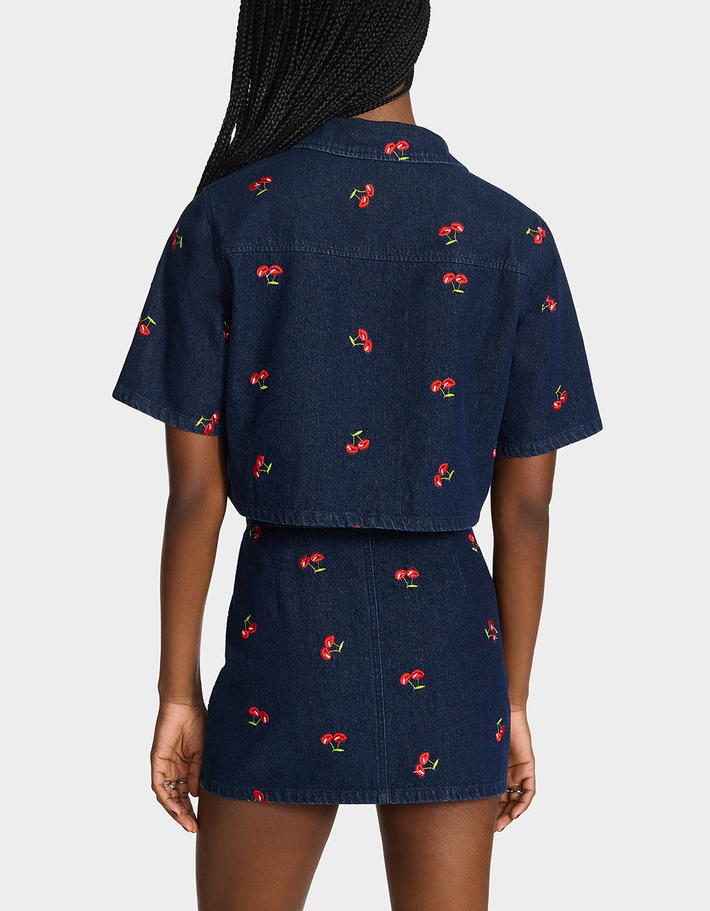 CHERRY ON TOP SHIRT DENIM Women's Button-Up Denim Top | Betsey Johnson Trending