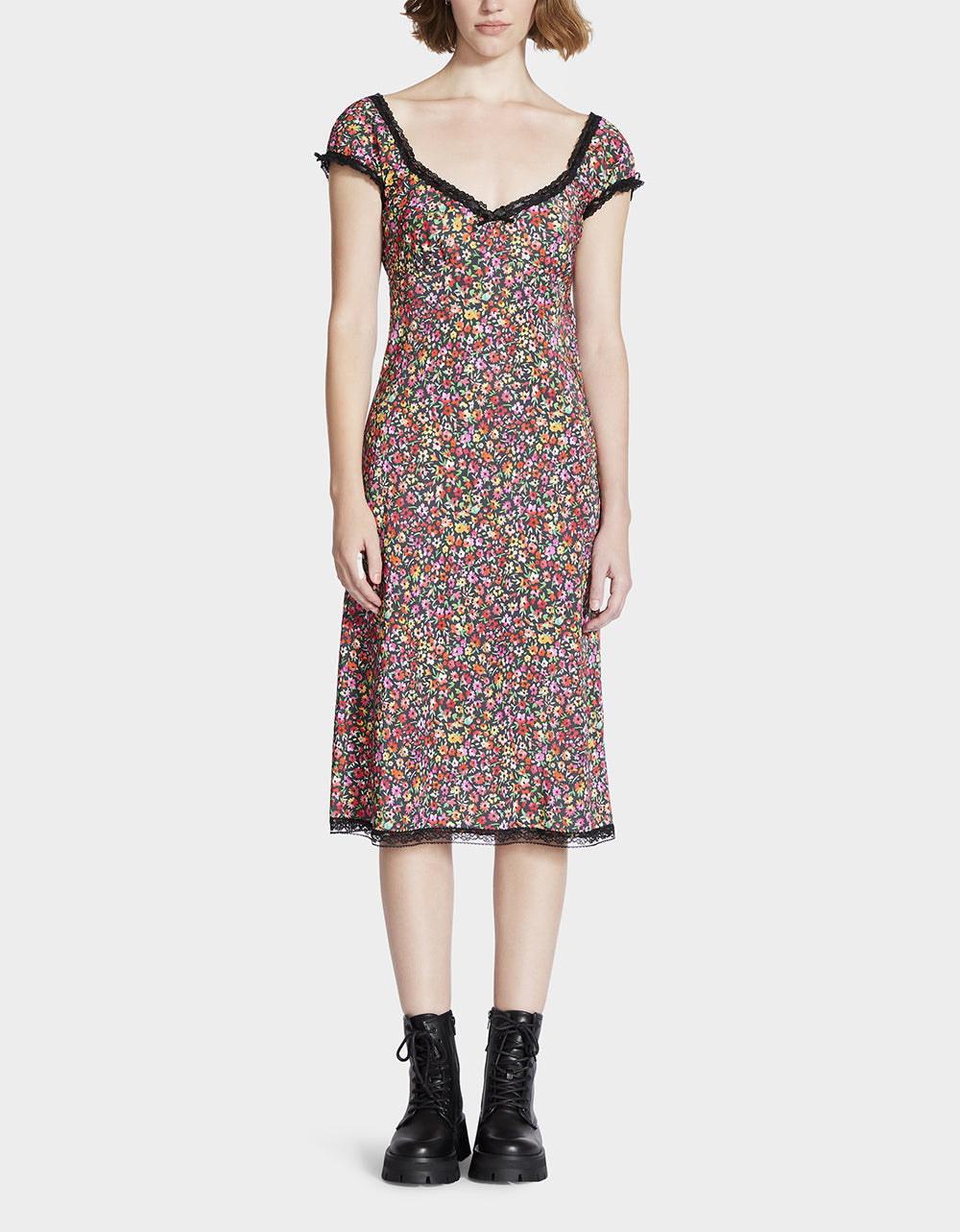 MALIBU MIDI DRESS BLACK DITSY FLORAL | Betsey Johnson Everyday