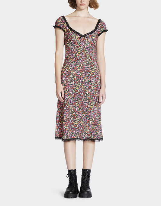 MALIBU MIDI DRESS BLACK DITSY FLORAL | Betsey Johnson Everyday