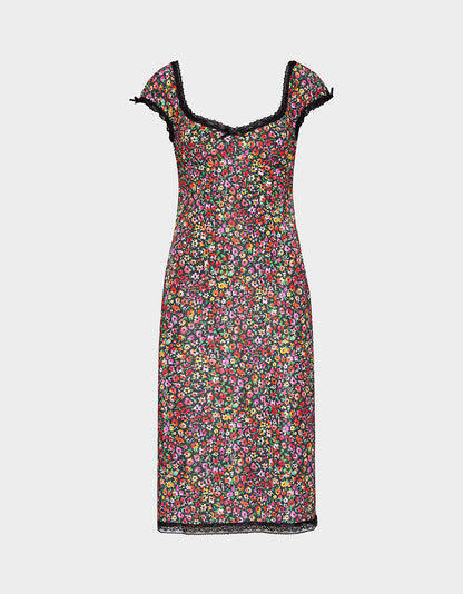 MALIBU MIDI DRESS BLACK DITSY FLORAL | Betsey Johnson Everyday