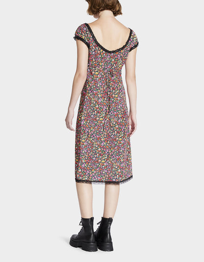 MALIBU MIDI DRESS BLACK DITSY FLORAL | Betsey Johnson Everyday