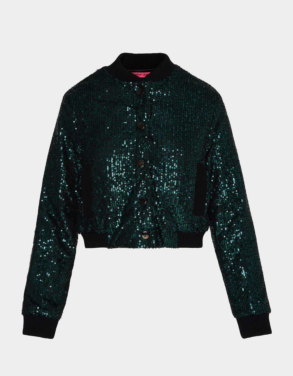GLITTERATI BOMBER JACKET EMERALD GREEN Women's Green Sequin Bomber Jacket | Betsey Johnson Customer Favorite