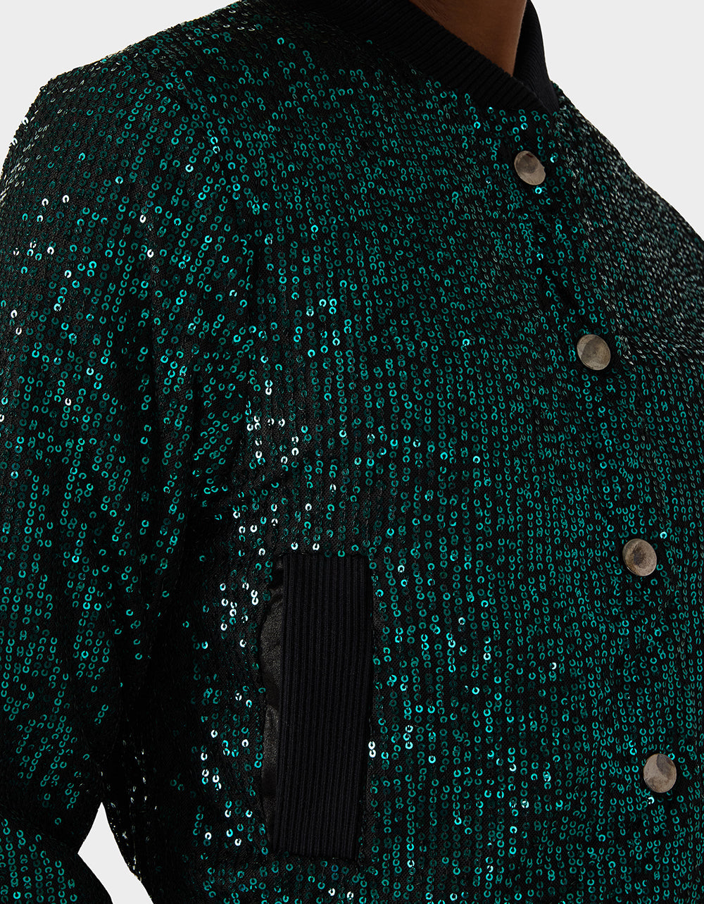 GLITTERATI BOMBER JACKET EMERALD GREEN Women's Green Sequin Bomber Jacket | Betsey Johnson Customer Favorite