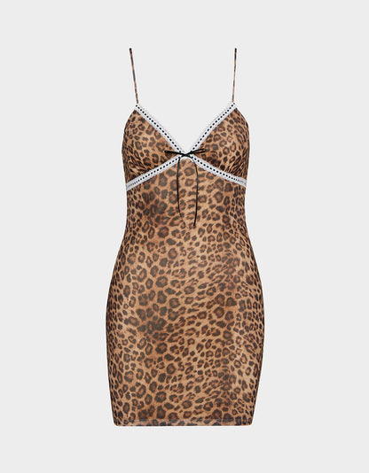 LEOPARD SLIP DRESS LEOPARD Women's Mini Lace Trim Slip Dress | Betsey Johnson Recommended