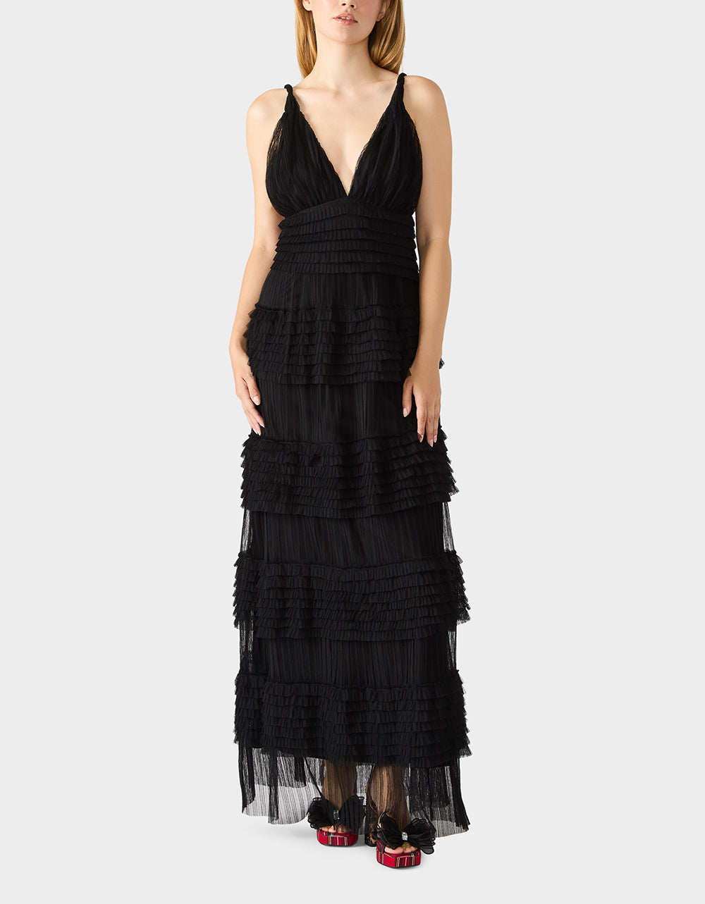 TIERED TULLE GOWN BLACK Women's Maxi Tulle Dress | Betsey Johnson Deals