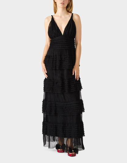 TIERED TULLE GOWN BLACK Women's Maxi Tulle Dress | Betsey Johnson Deals