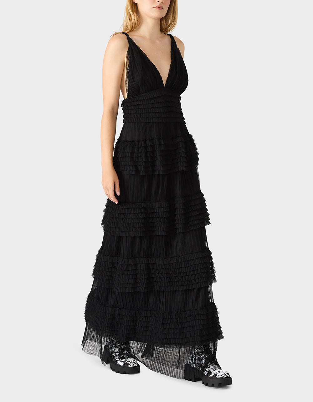 TIERED TULLE GOWN BLACK Women's Maxi Tulle Dress | Betsey Johnson Deals