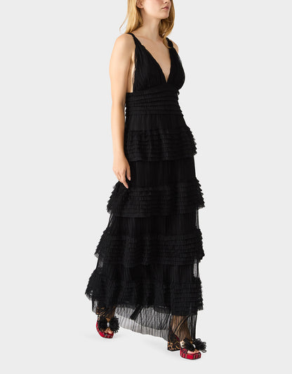 TIERED TULLE GOWN BLACK Women's Maxi Tulle Dress | Betsey Johnson Deals