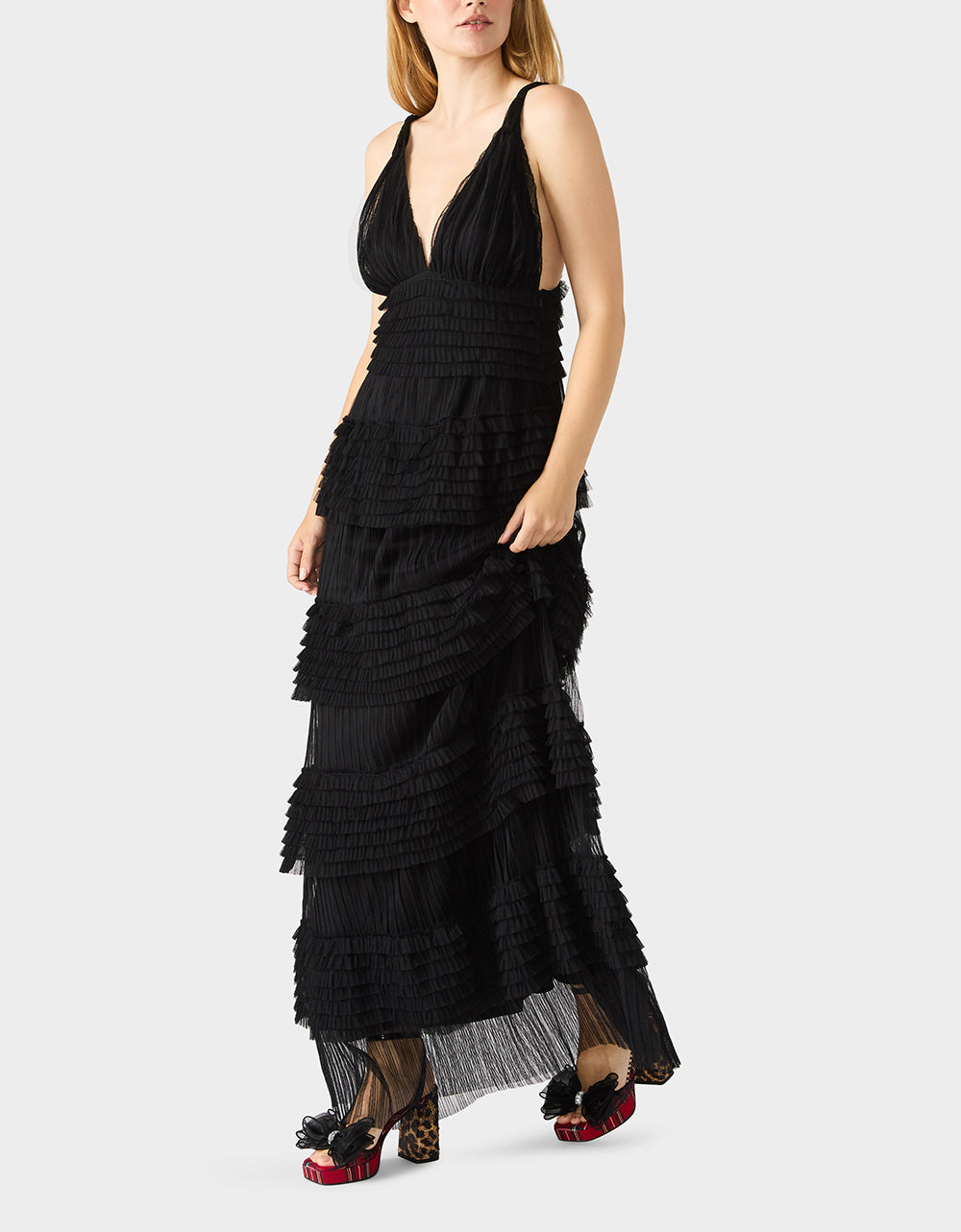 TIERED TULLE GOWN BLACK Women's Maxi Tulle Dress | Betsey Johnson Deals
