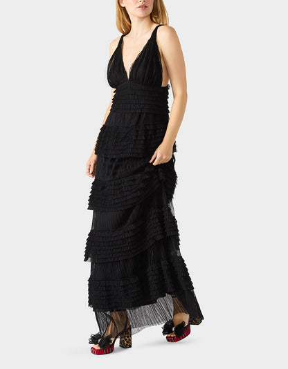 TIERED TULLE GOWN BLACK Women's Maxi Tulle Dress | Betsey Johnson Deals