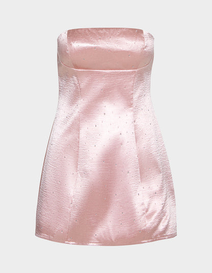 CONTOUR SPARKLE DRESS BLUSH Women's Pink Blush Rhinestone Strapless Mini Dress | Betsey Johnson Discount