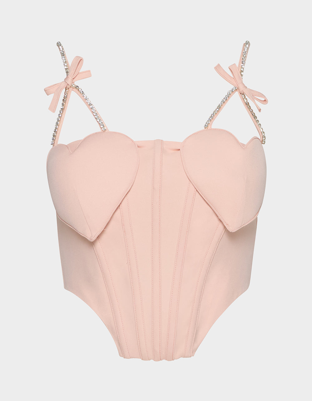 HEART BUSTIER BLUSH Women's Bustier Cropped Corset Bow Top | Betsey Johnson Sale