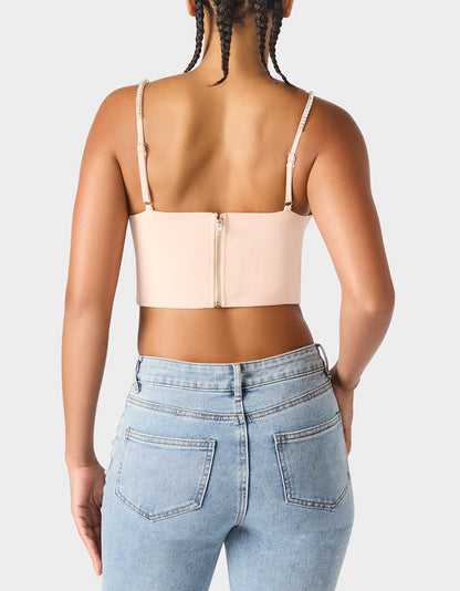 HEART BUSTIER BLUSH Women's Bustier Cropped Corset Bow Top | Betsey Johnson Sale