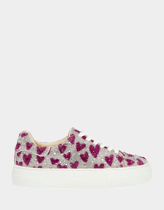 SIDNY FUCHSIA HEARTS Rhinestone Sneaker | Betsey Johnson Best Price