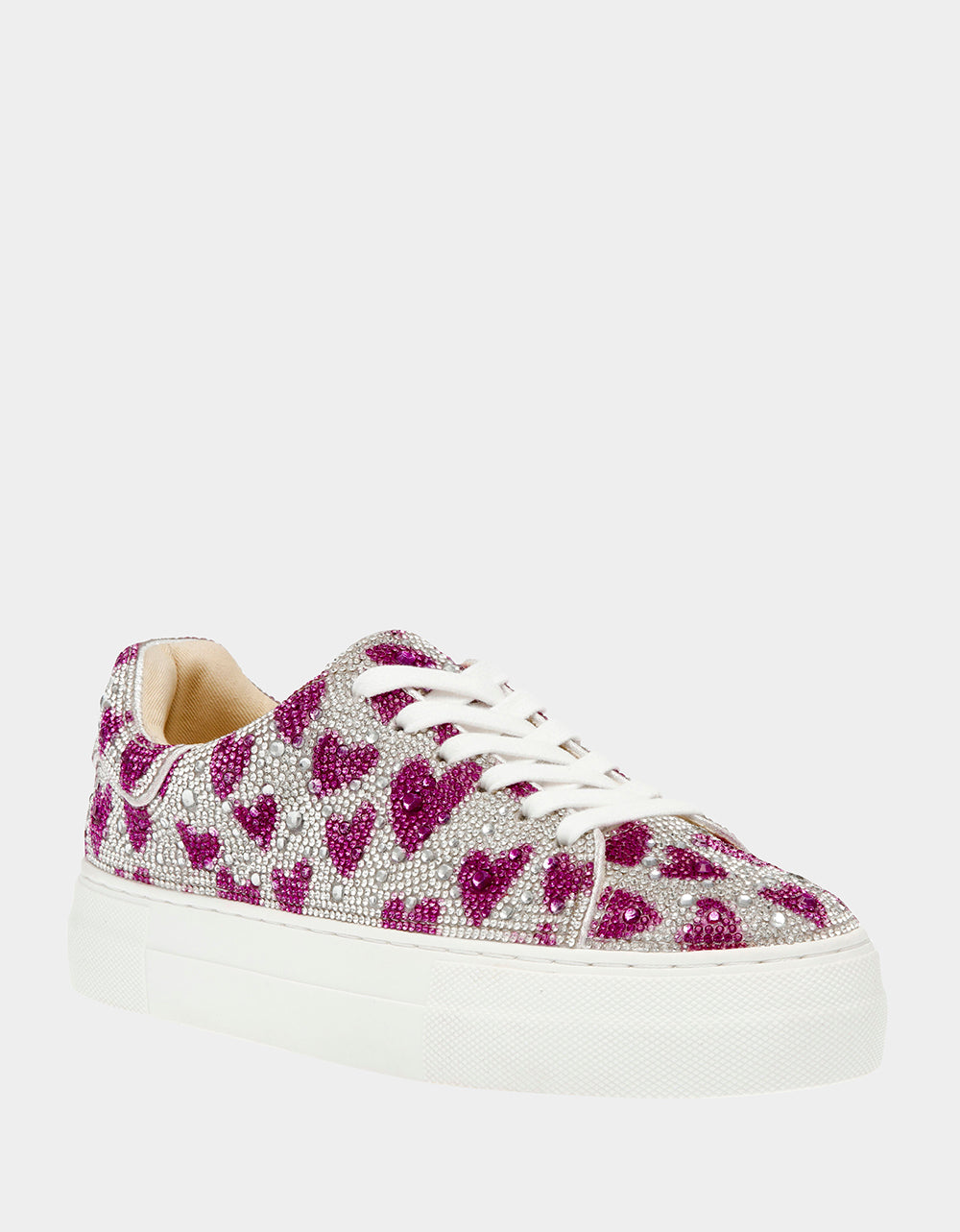 SIDNY FUCHSIA HEARTS Rhinestone Sneaker | Betsey Johnson Best Price
