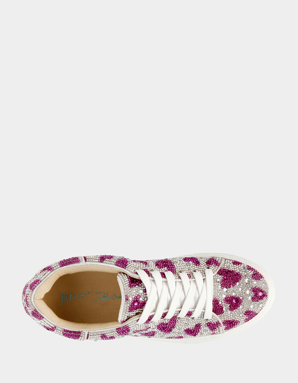 SIDNY FUCHSIA HEARTS Rhinestone Sneaker | Betsey Johnson Best Price