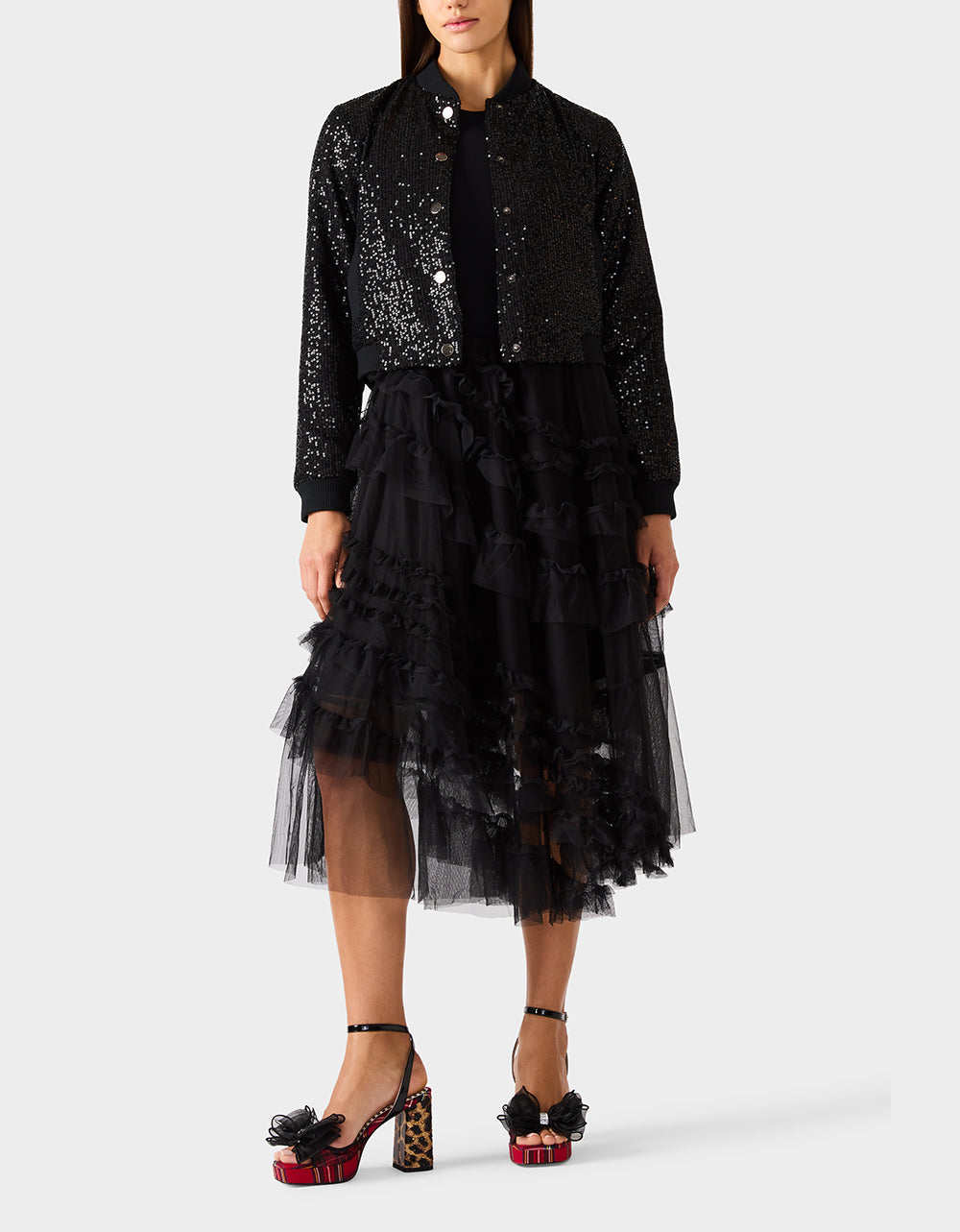 GLITTERATI BOMBER JACKET BLACK SEQUIN Women's Black Sequin Bomber Jacket | Betsey Johnson Best Price