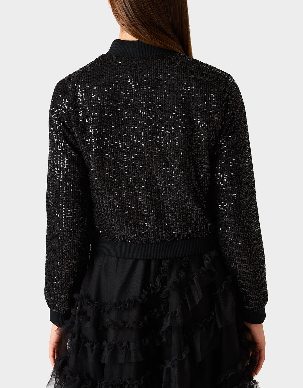GLITTERATI BOMBER JACKET BLACK SEQUIN Women's Black Sequin Bomber Jacket | Betsey Johnson Best Price