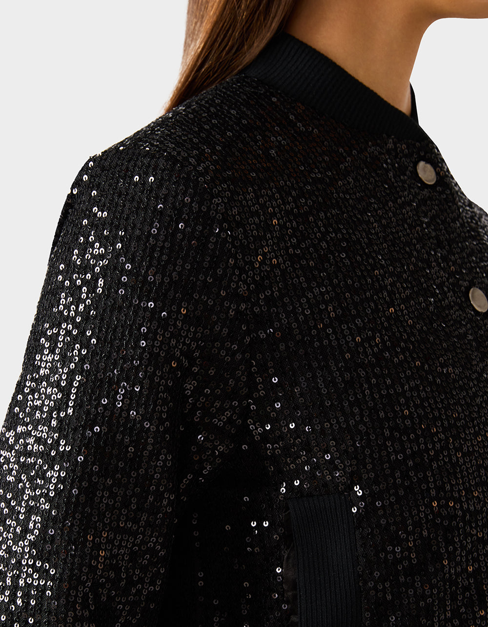 GLITTERATI BOMBER JACKET BLACK SEQUIN Women's Black Sequin Bomber Jacket | Betsey Johnson Best Price