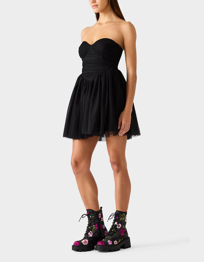 TULLE TWIRL DRESS BLACK Women's Black Strapless Tulle Mini Dress | Betsey Johnson Top Pick