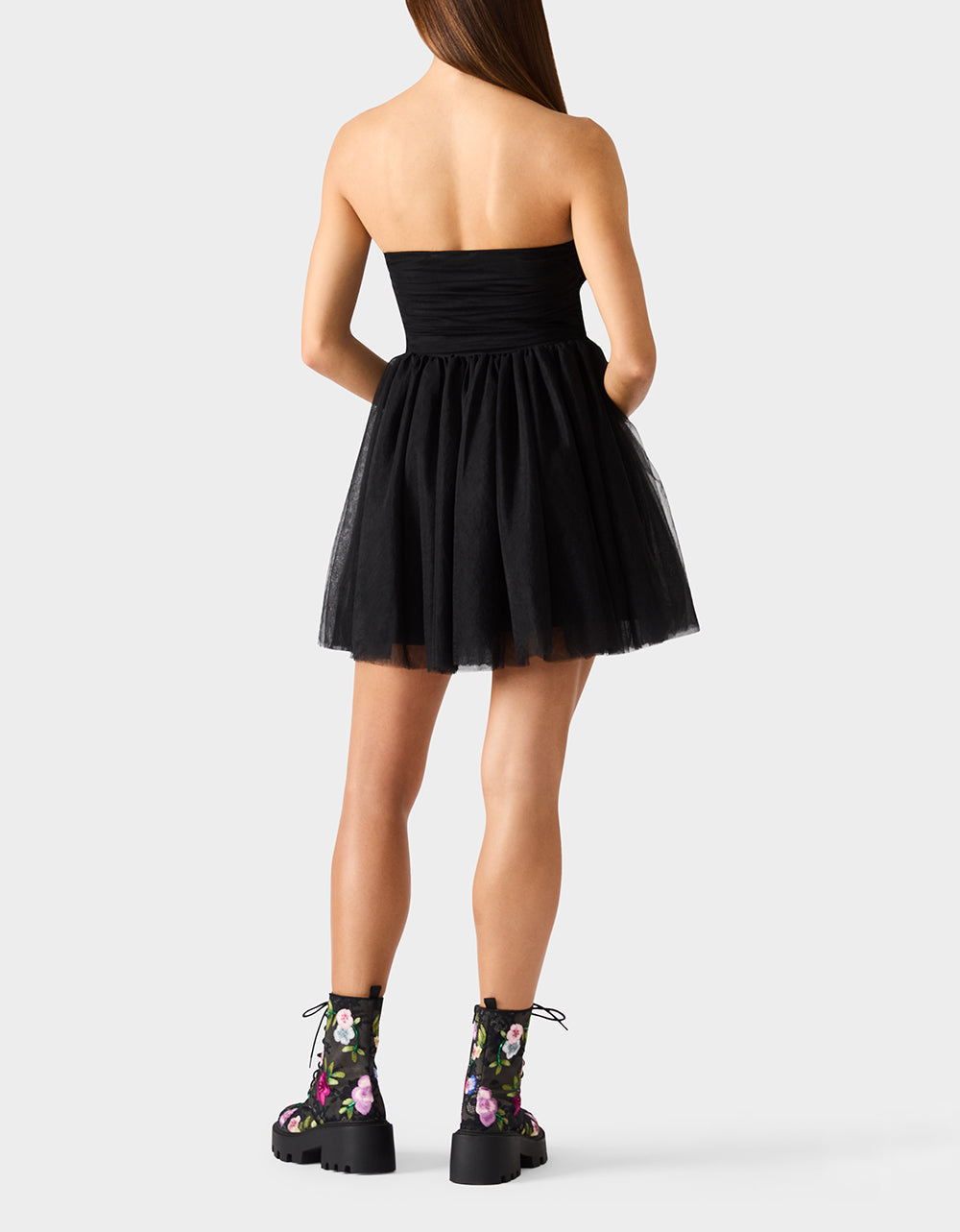 TULLE TWIRL DRESS BLACK Women's Black Strapless Tulle Mini Dress | Betsey Johnson Top Pick