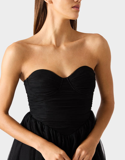 TULLE TWIRL DRESS BLACK Women's Black Strapless Tulle Mini Dress | Betsey Johnson Top Pick