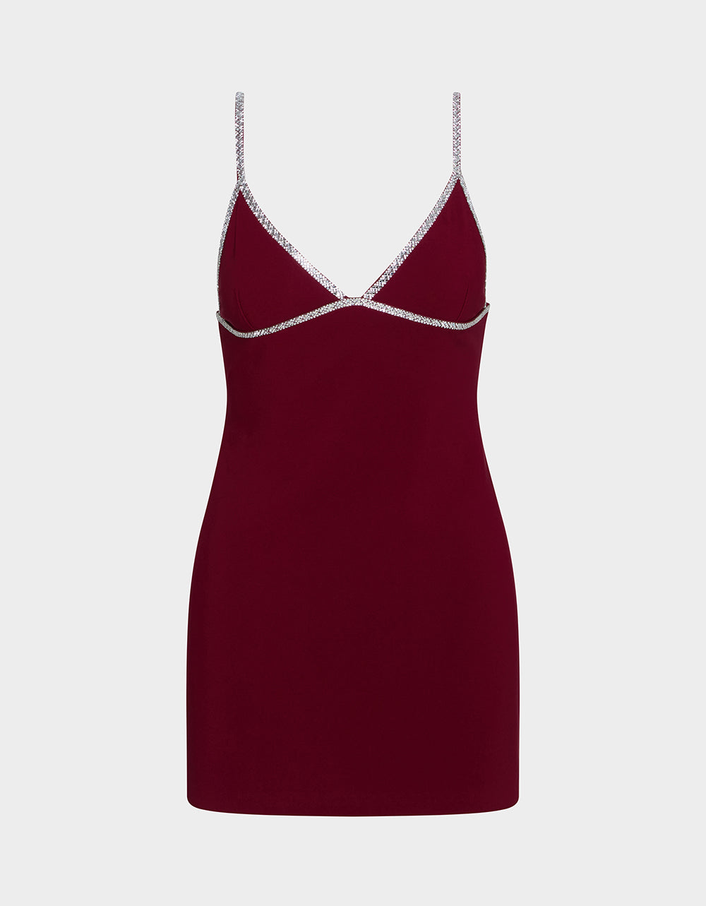 CRYSTAL SLIP DRESS WINE Women's Burgundy Wine Mini Dress with Rhinestone Details | Betsey Johnson Everyday