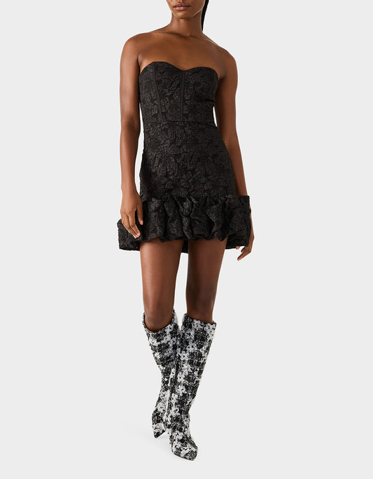 DRESSED TO FRILL DRESS BLACK Women's Strapless Black Floral Mini Dress | Betsey Johnson Special Offer
